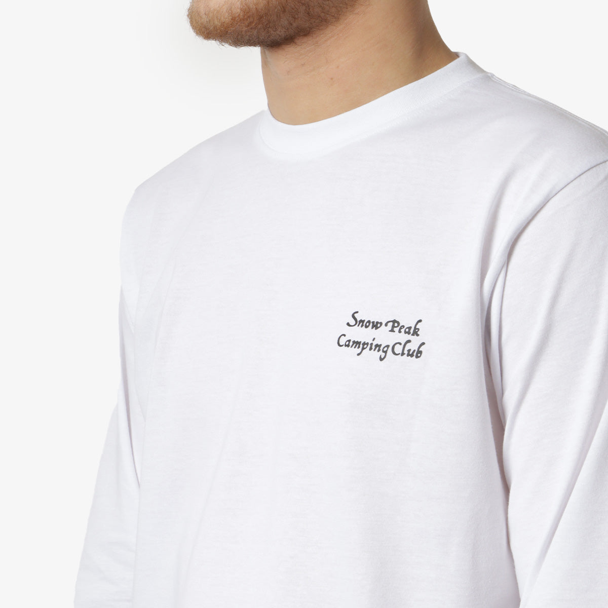 main Snow Peak Camping Club Long Sleeve T-Shirt, White, Detail Shot 3