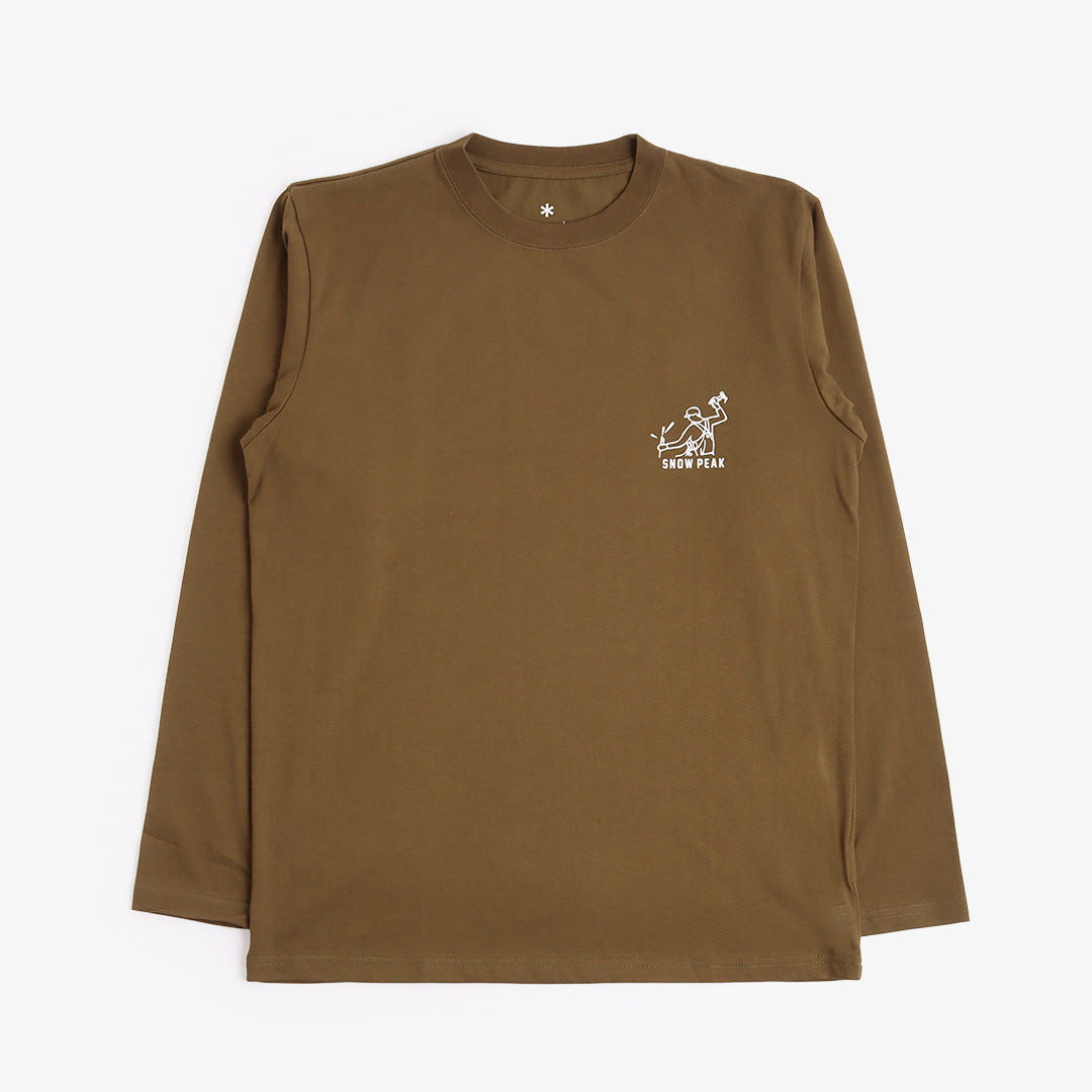 main Snow Peak Land Breeze Long Sleeve T-Shirt, Olive, Detail Shot 2