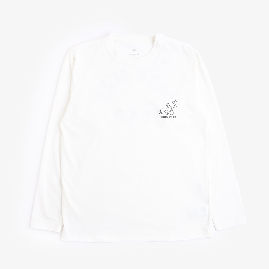 main Snow Peak Foam Printed Long Sleeve T-Shirt, White, Detail Shot 2