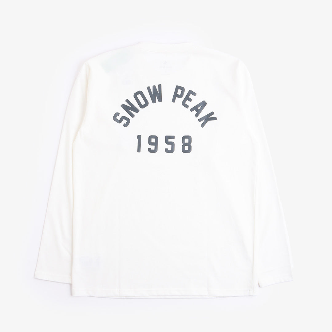 main Snow Peak Foam Printed Long Sleeve T-Shirt, White, Detail Shot 1