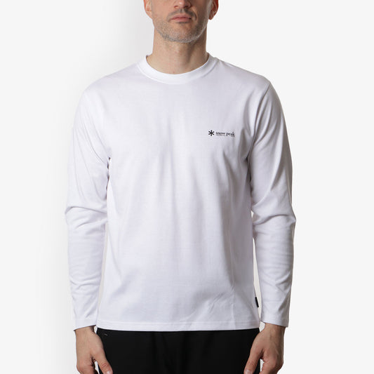 Snow Peak SP One Point Logo Long Sleeve T-Shirt, White, Detail Shot 1