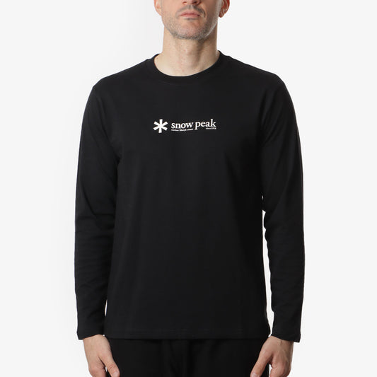 Snow Peak Soft Cotton Logo Long Sleeve T-Shirt, Black, Detail Shot 1