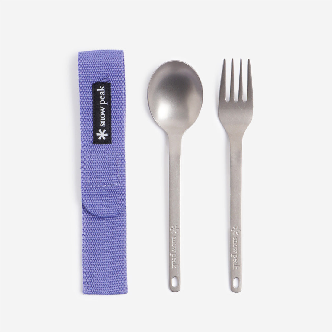 main Snow Peak Titanium Fork & Spoon Set, Purple, Detail Shot 3