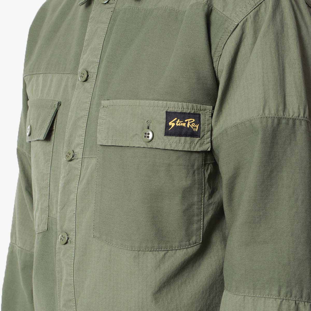 Stan Ray CPO Shirt, Olive Sateen Ripstop Mix, Detail Shot 2