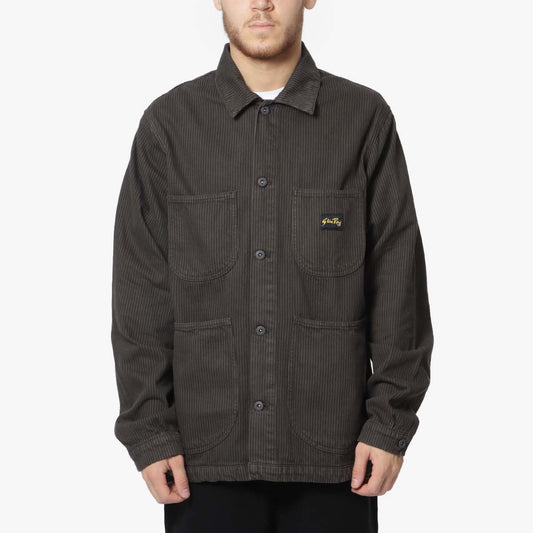 Stan Ray Coverall Jacket, Overdyed Charcoal Hickory, Detail Shot 1