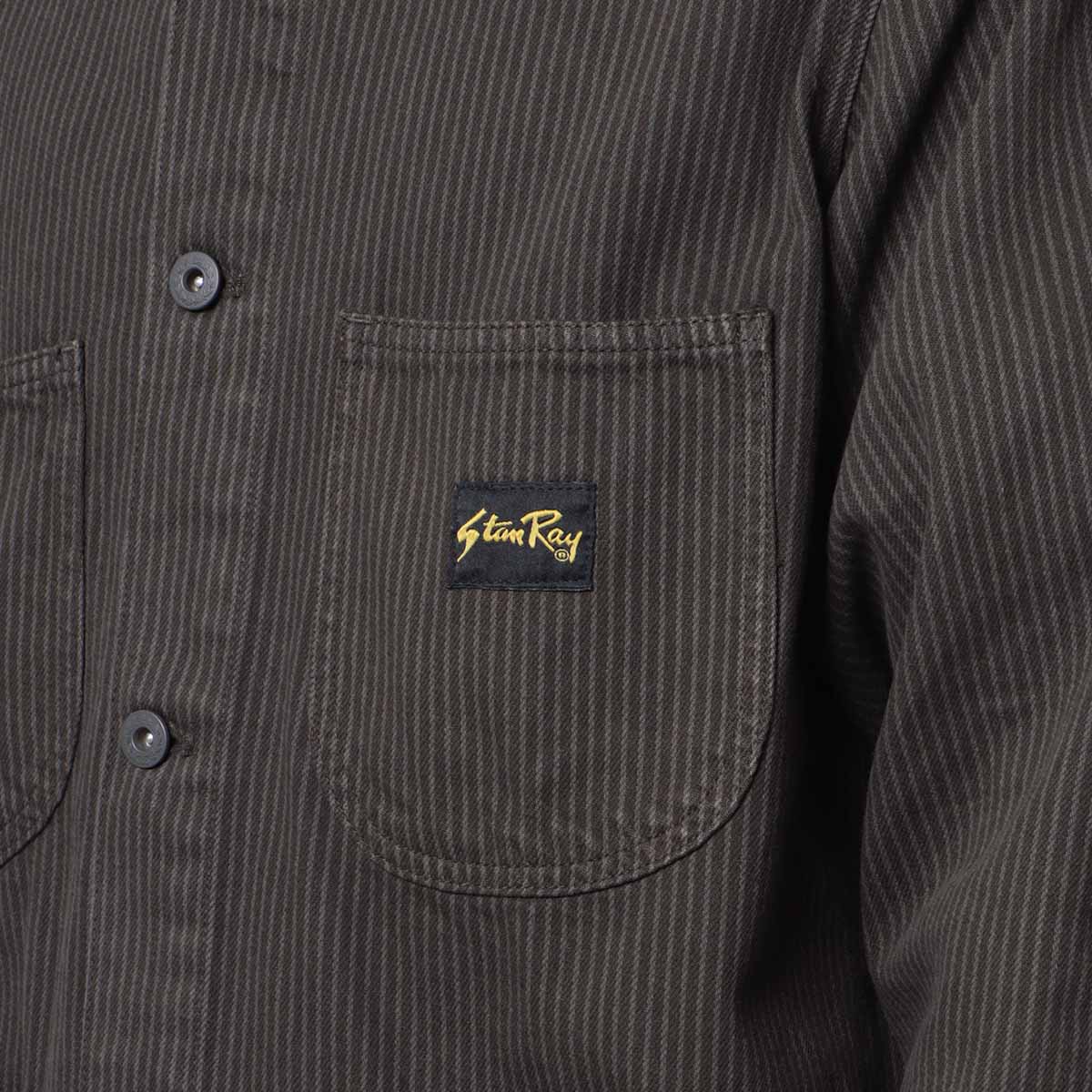 Stan Ray Coverall Jacket, Overdyed Charcoal Hickory, Detail Shot 2