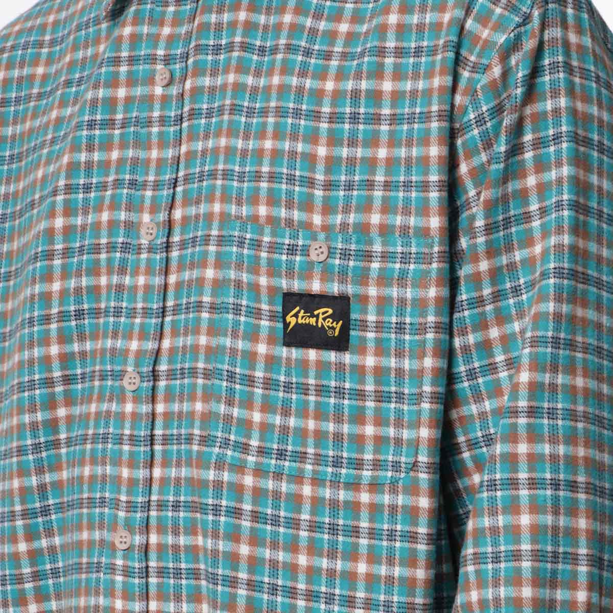 Stan Ray Flannel Shirt, Aqua Plaid, Detail Shot 2