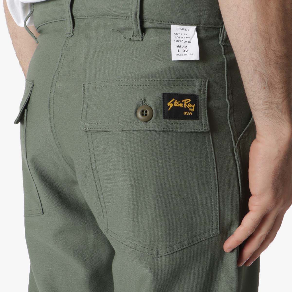 Stan Ray OG Loose Fit Fatigue Pant - 1100 Series, Olive Sateen, Detail Shot 4