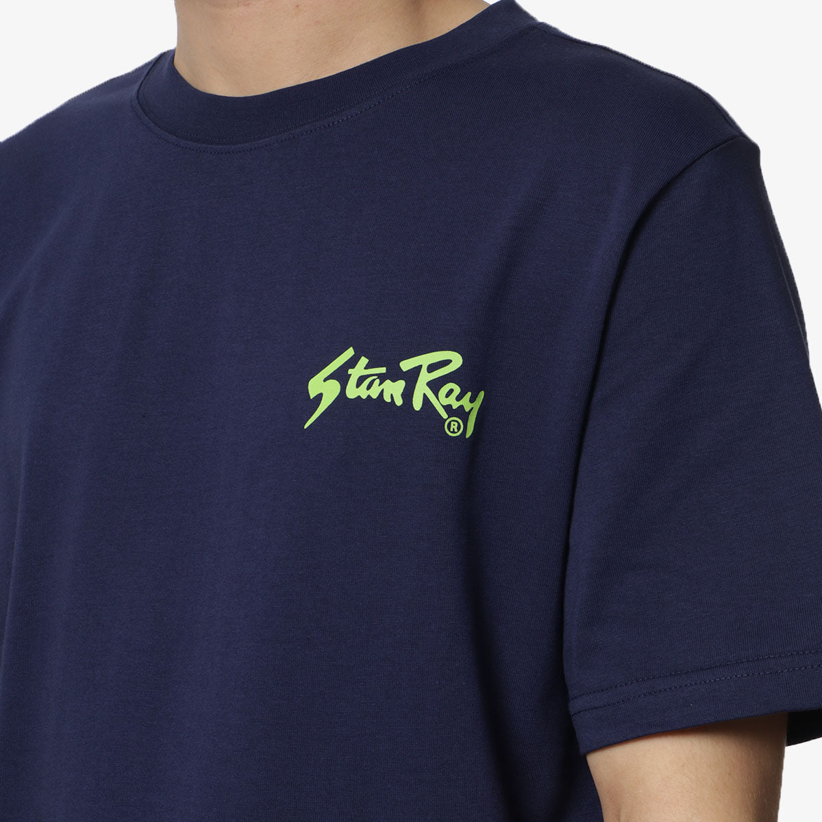 Stan Ray Stan OG T-Shirt, Navy Lime Green, Detail Shot 3