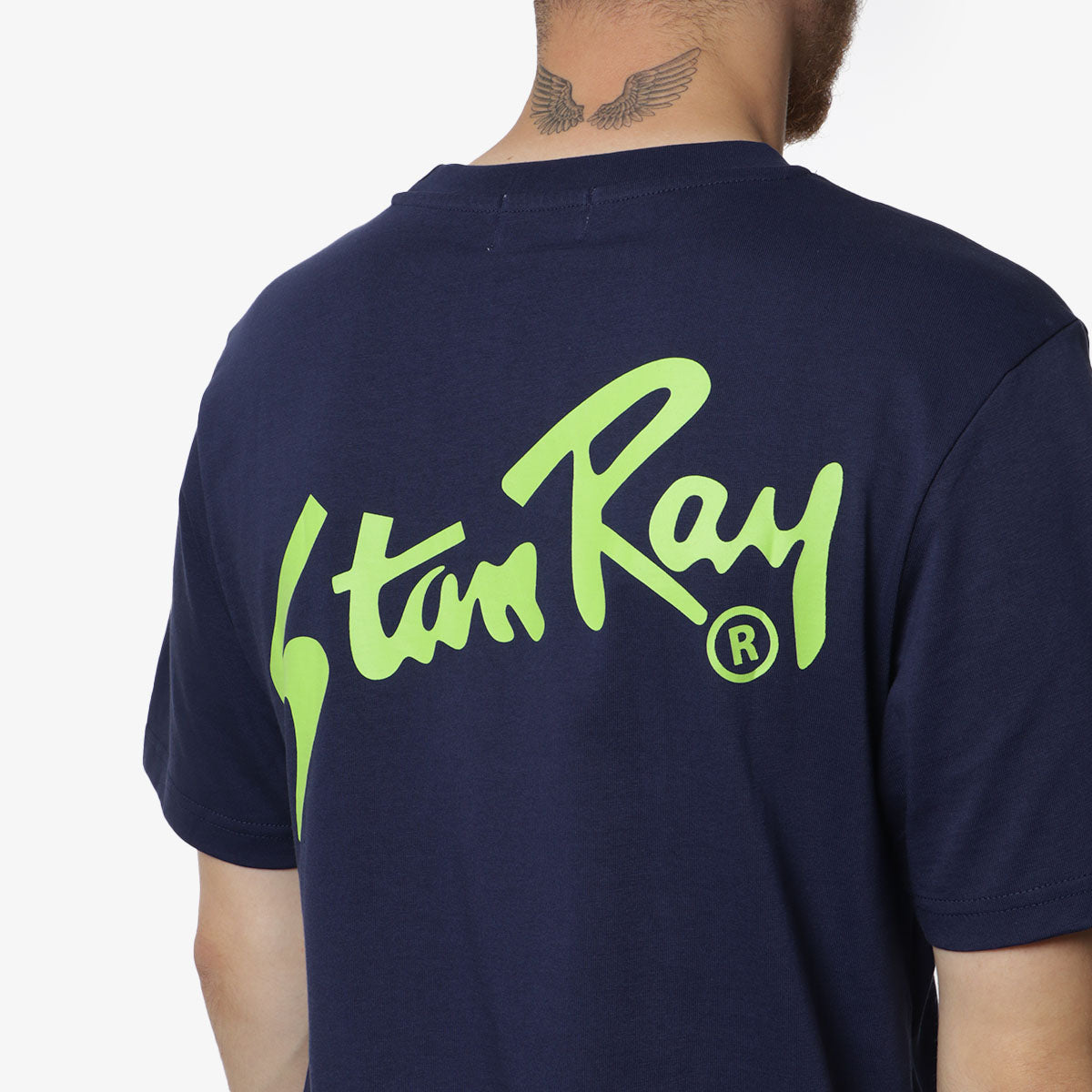 Stan Ray Stan OG T-Shirt, Navy Lime Green, Detail Shot 4