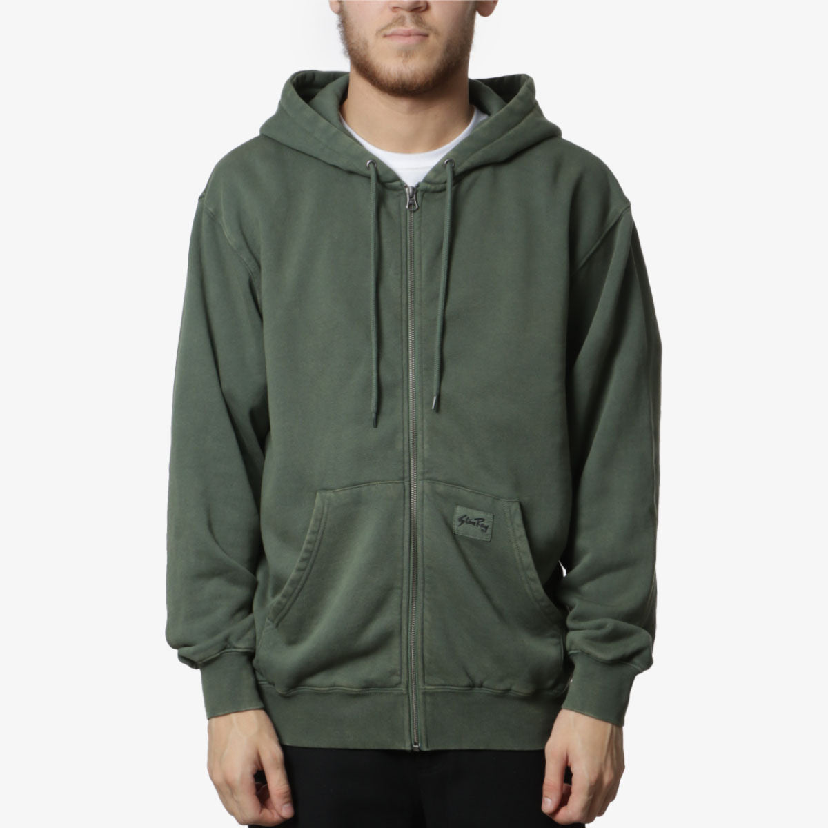 Stan Ray Patch Zip Hoodie, Washed Green, Detail Shot 1