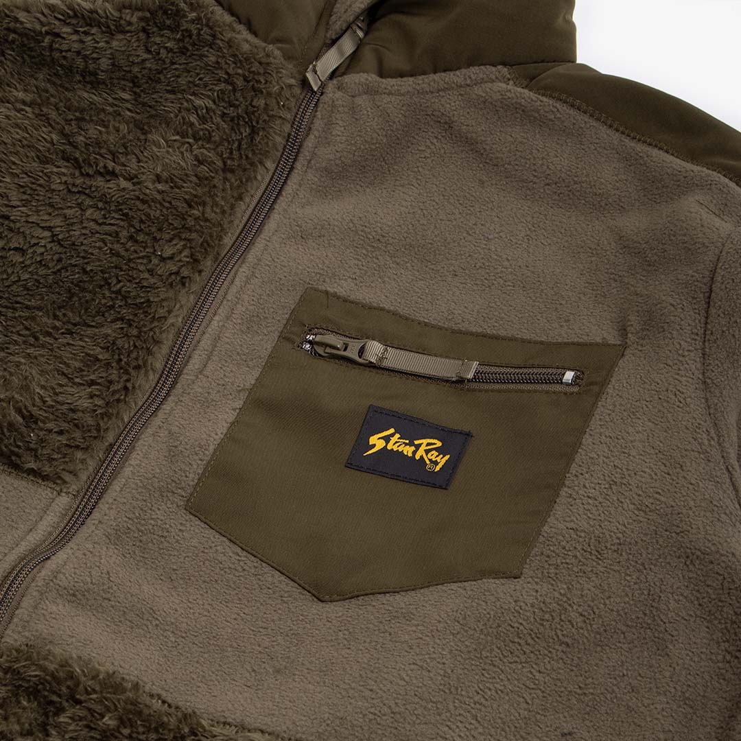 main Stan Ray Patchwork Fleece Jacket, Olive, Detail Shot 4