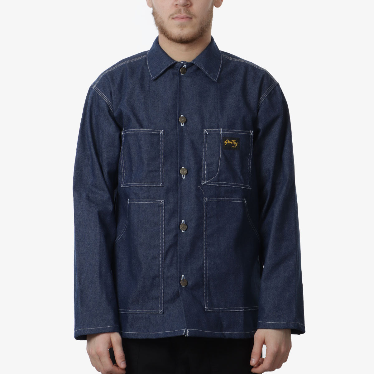 main Stan Ray Shop Jacket, Washed Chambray, Detail Shot 1