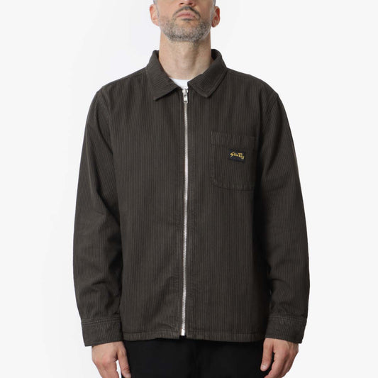 Stan Ray Zip Shirt, Overdyed Charcoal Hickory, Detail Shot 1