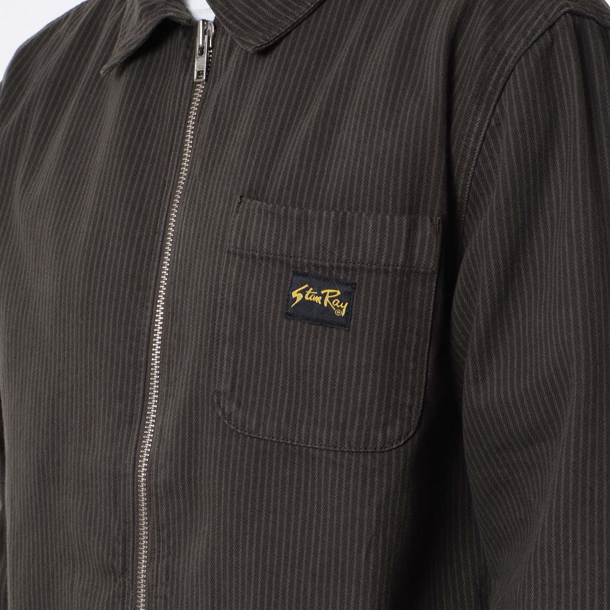 main Stan Ray Zip Shirt, Overdyed Charcoal Hickory, Detail Shot 2