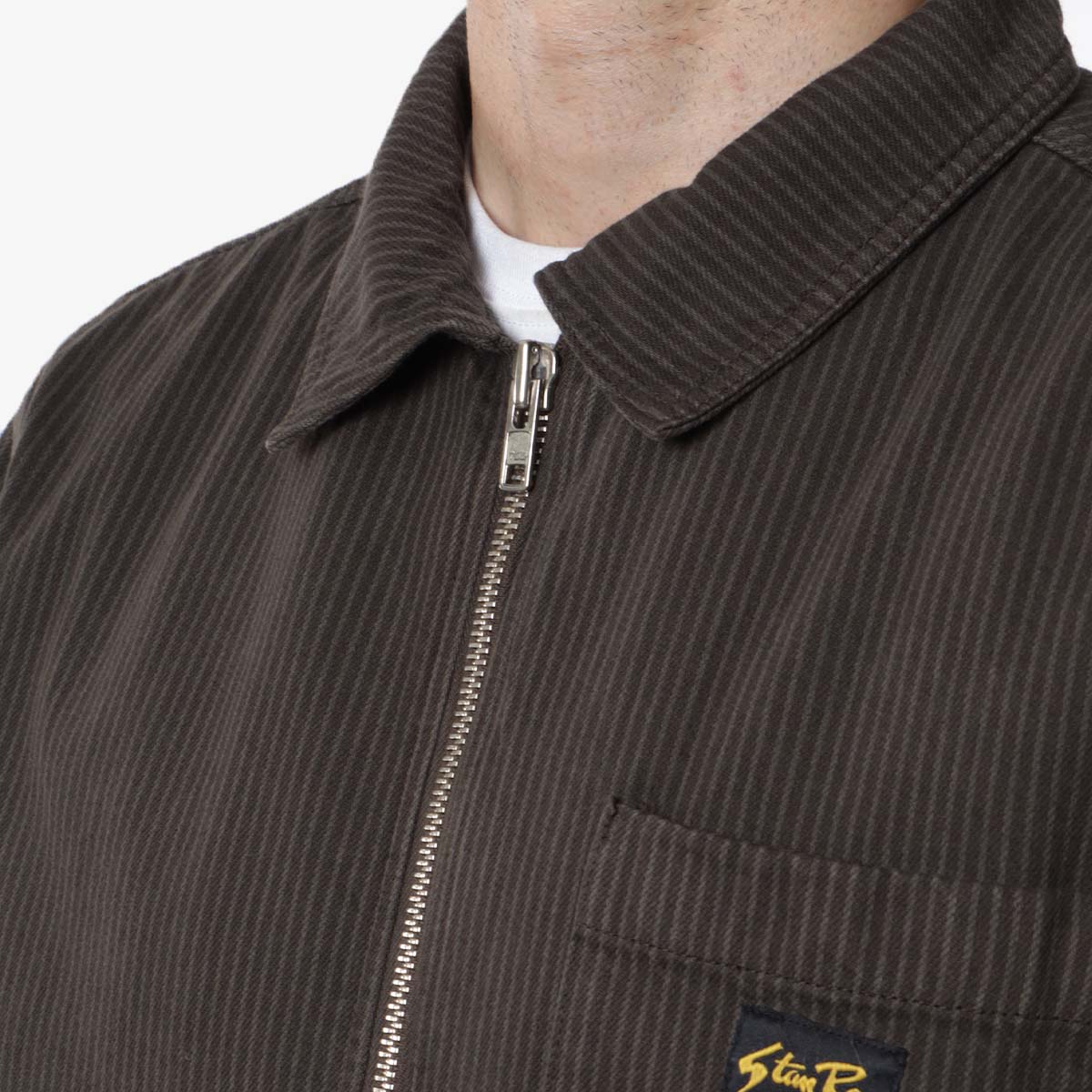 main Stan Ray Zip Shirt, Overdyed Charcoal Hickory, Detail Shot 3