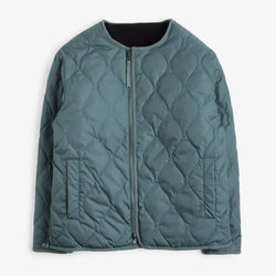 thumbnail Taion Military Reversible Crew Neck Down Jacket, Dark Green Black, Detail Shot 1