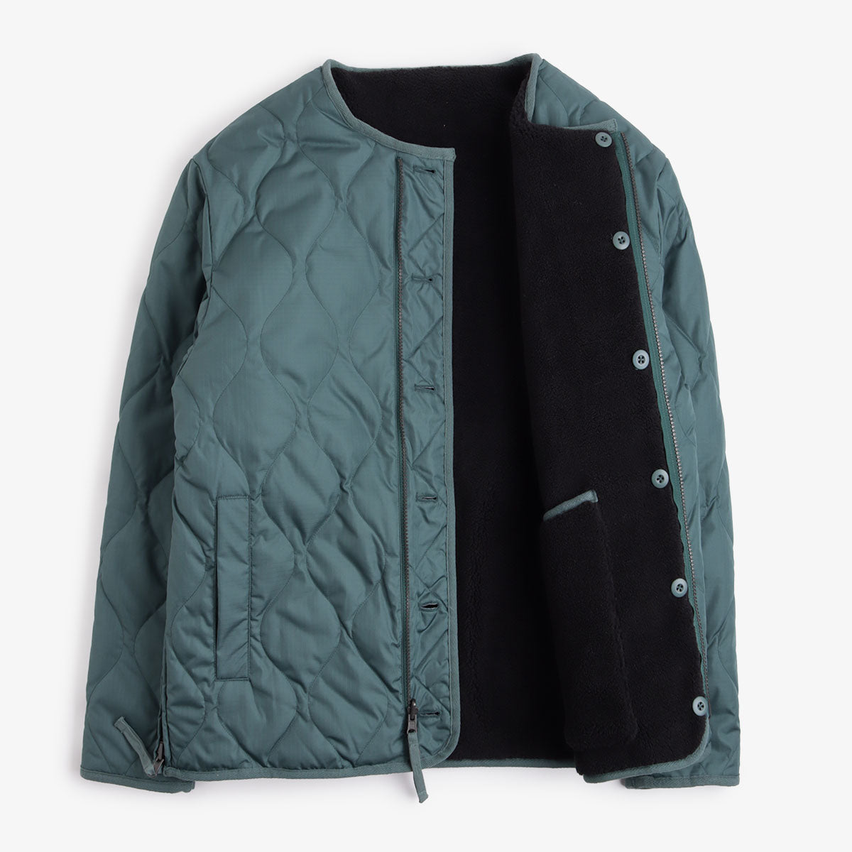 Taion Military Reversible Crew Neck Down Jacket - Dark Green/Black