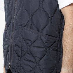 thumbnail Taion Military Zip V Neck Down Vest, Dark Navy, Detail Shot 2