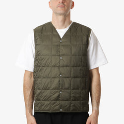 thumbnail Taion V Neck Down Vest, Dark Olive, Detail Shot 1