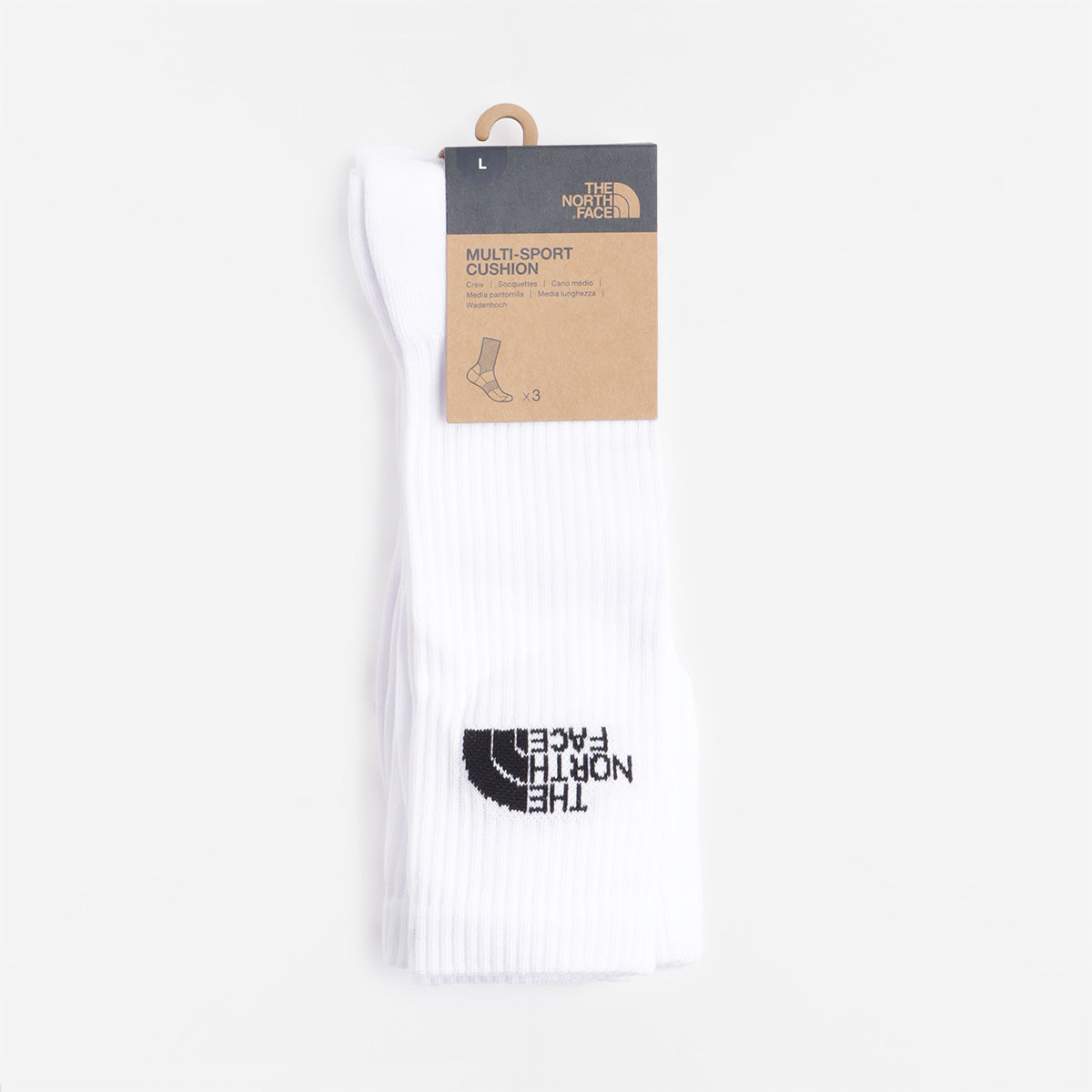 main The North Face Multi Sport Cushion Crew Sock 3 Pack, TNF White, Detail Shot 2