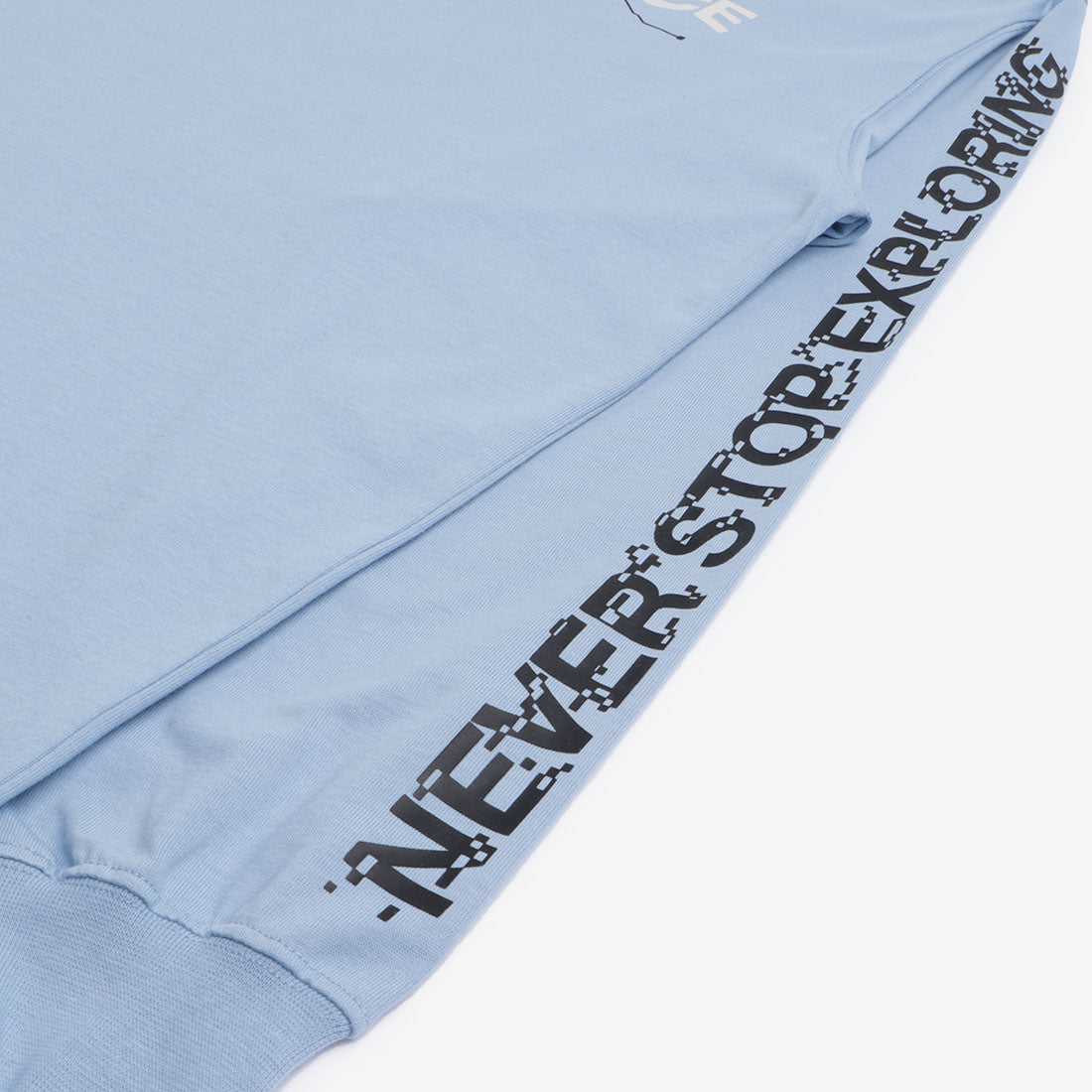 main The North Face NSE Graphic Long Sleeve T-Shirt, Steel Blue, Detail Shot 3