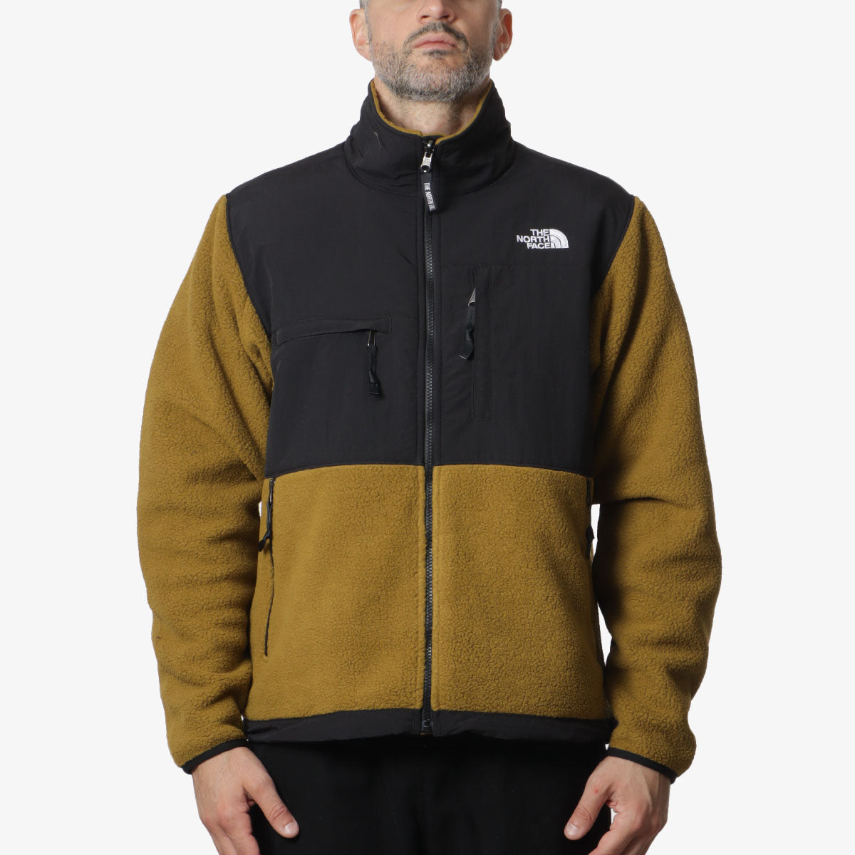 The North Face Retro Denali Jacket, Moss Green TNF Black, Detail Shot 1