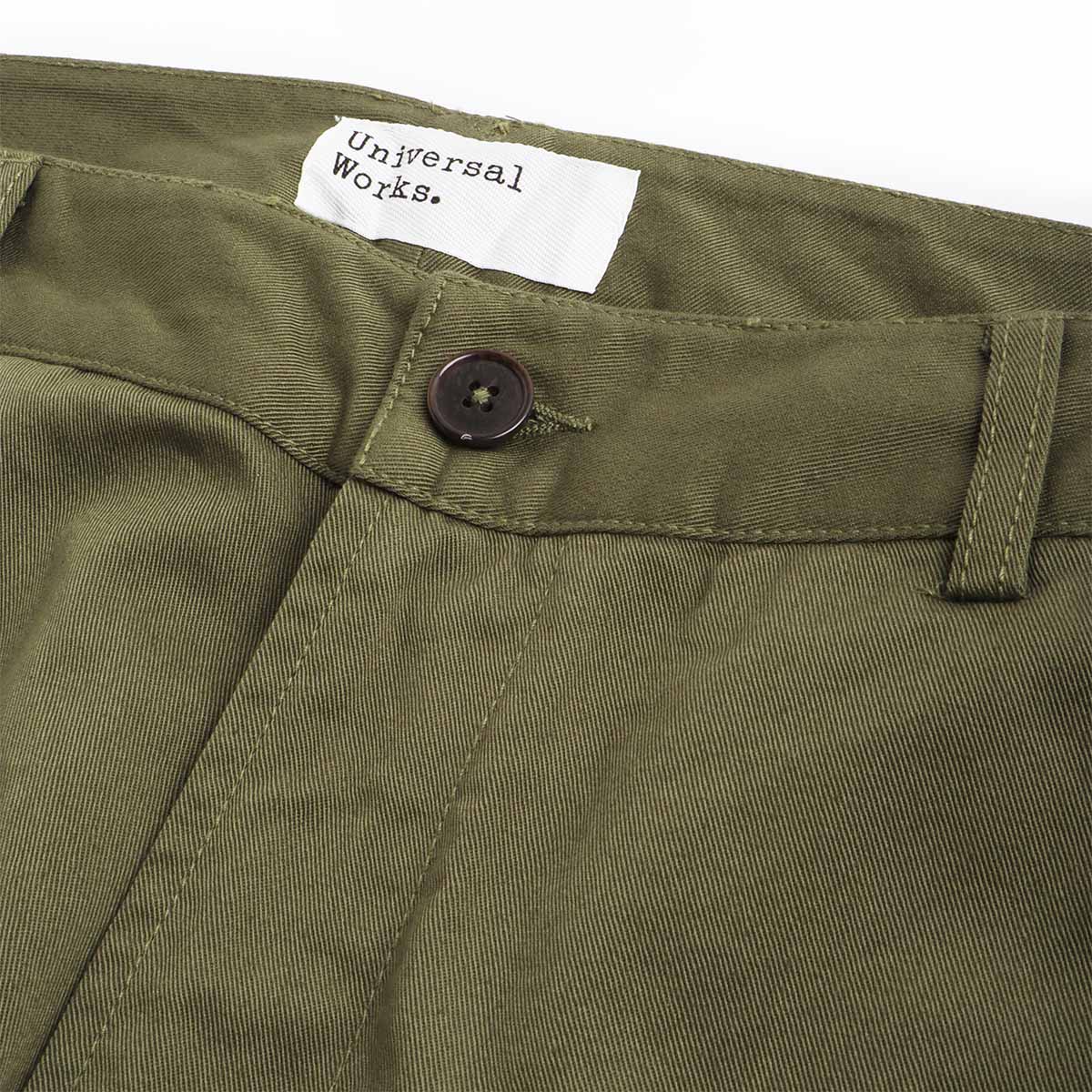 Universal Works Aston Pant, Light Olive, Detail Shot 5