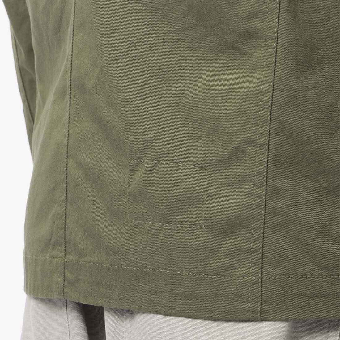 Universal Works Bakers Jacket, Light Olive Twill, Detail Shot 5