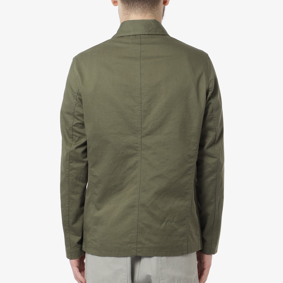 Universal Works Bakers Jacket, Light Olive Twill, Detail Shot 3