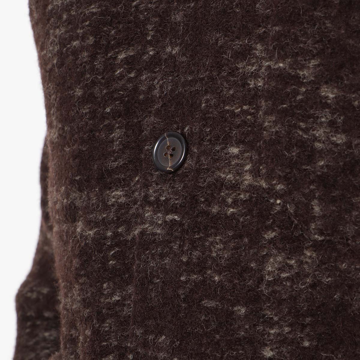 Universal Works Cardigan, Brown Marble Fleece, Detail Shot 3