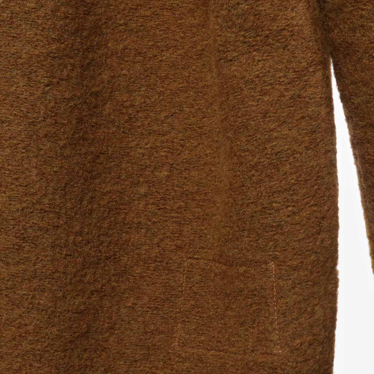 Universal Works Cardigan, Mustard Wool Fleece, Detail Shot 5