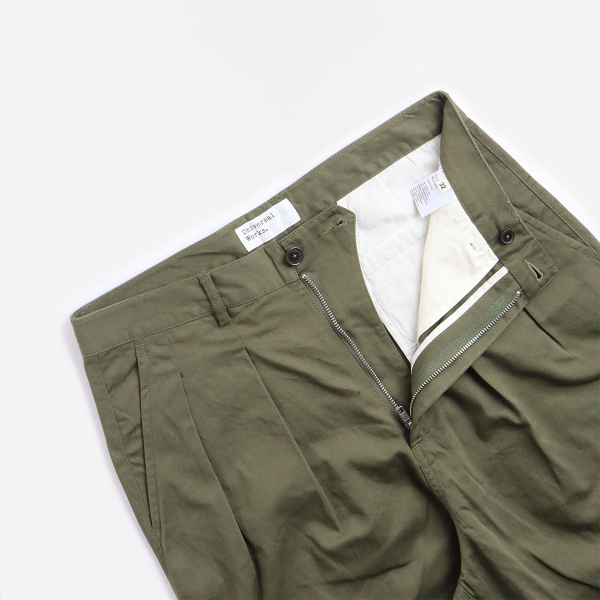 Universal Works Double Pleat Pant In Light Olive Twill — Supersimbo