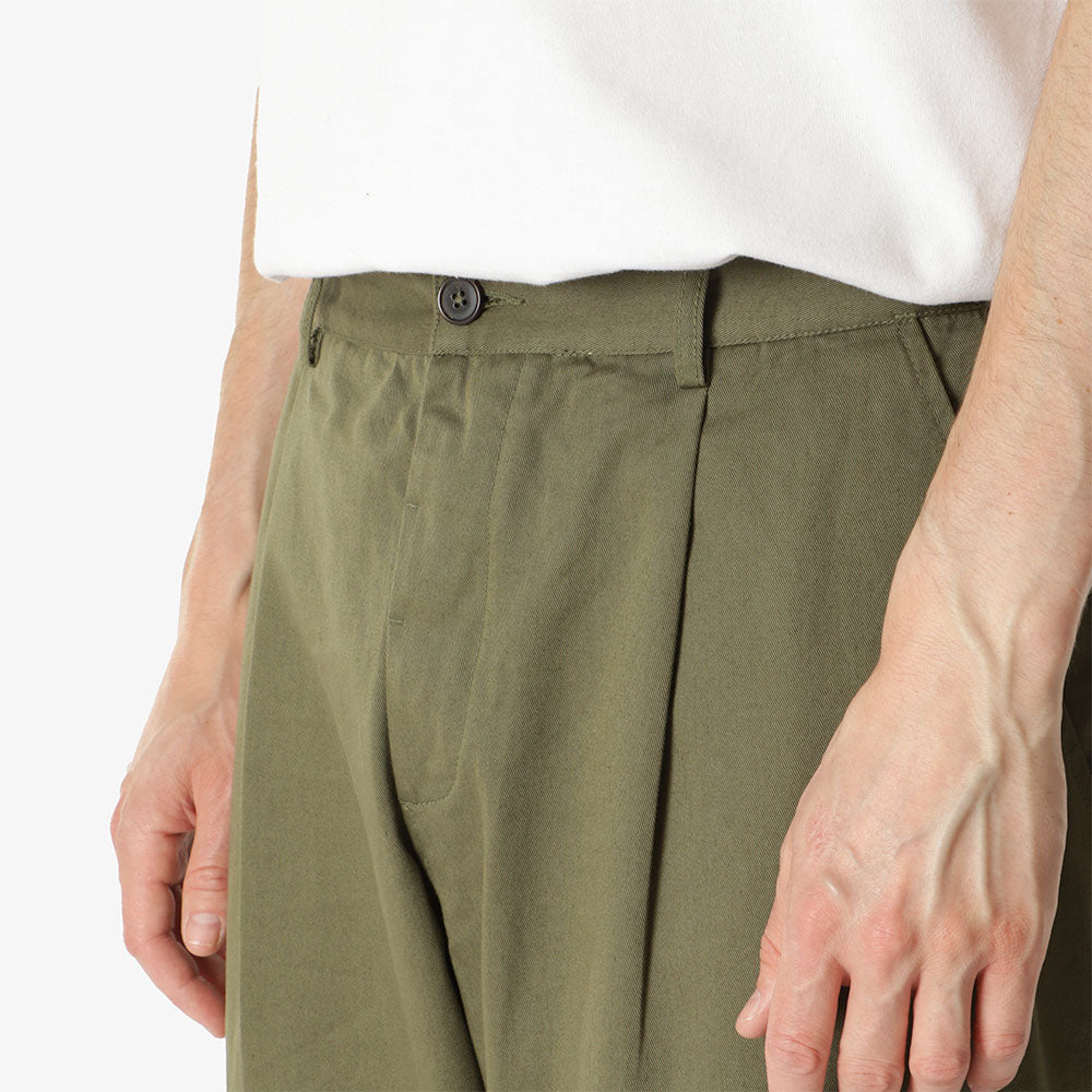 Universal Works Duke Pant, Light Olive Twill, Detail Shot 2