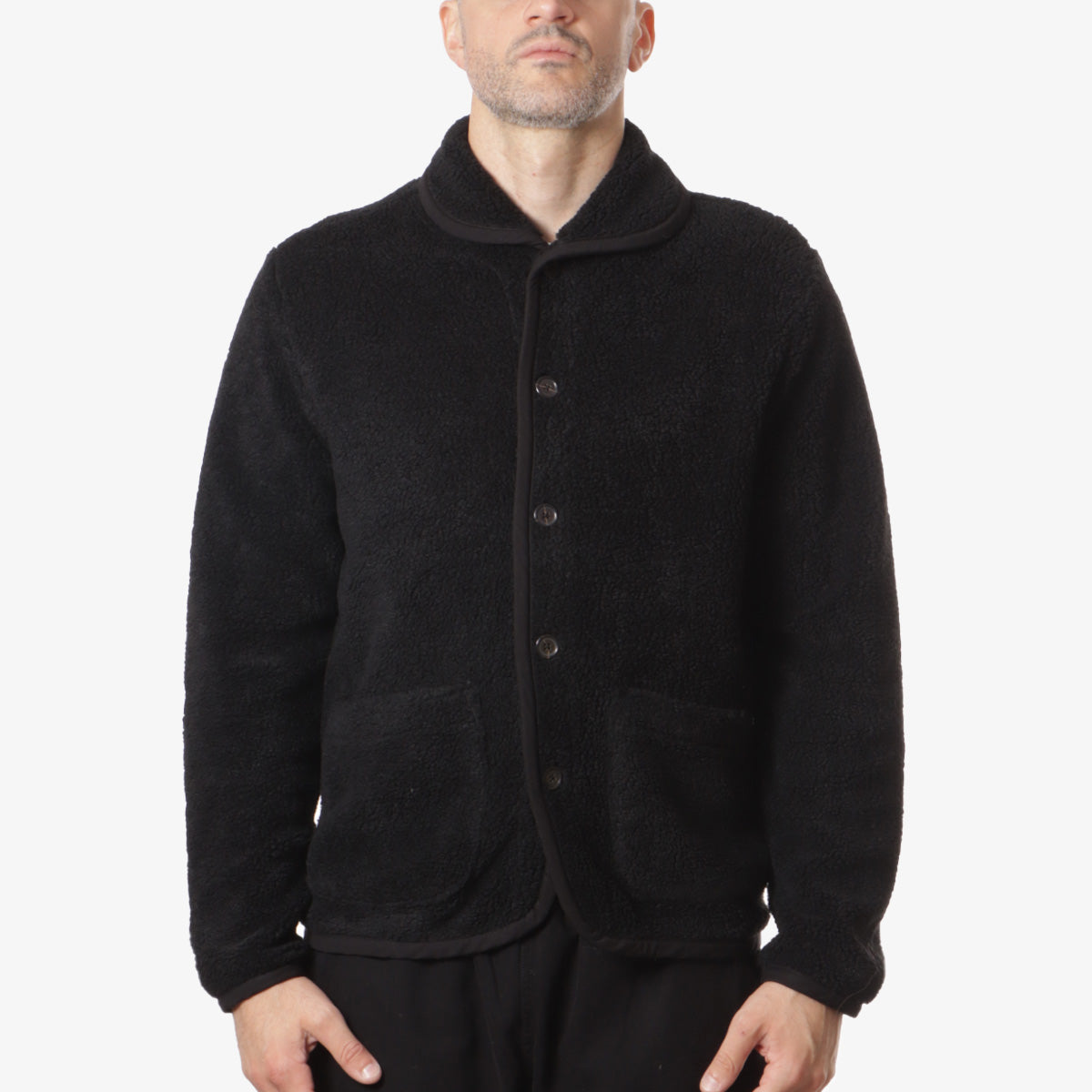 Universal Works Lancaster Jacket, Black Mountain Fleece, Detail Shot 1