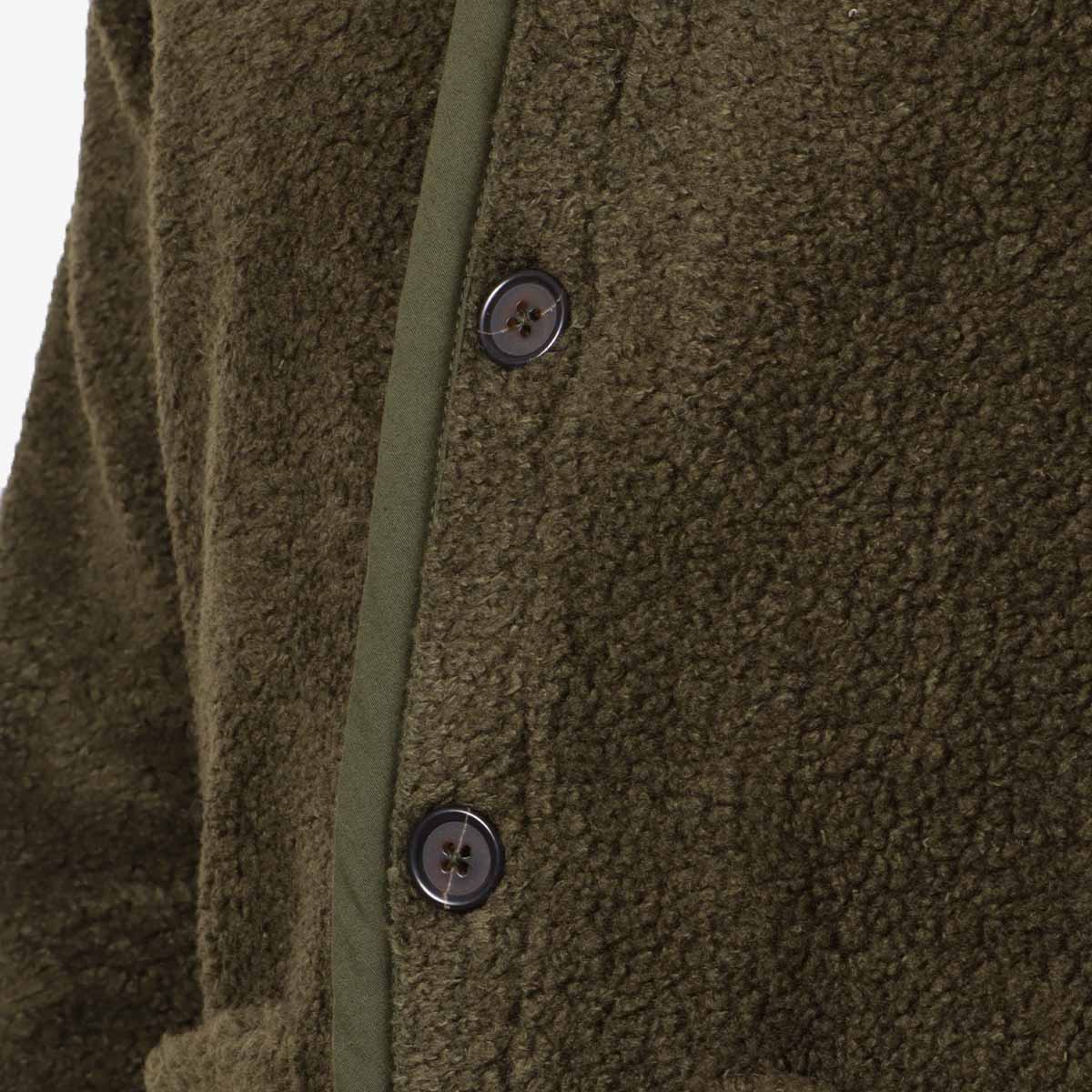 Universal Works Lancaster Jacket, Olive Mountain Fleece, Detail Shot 4