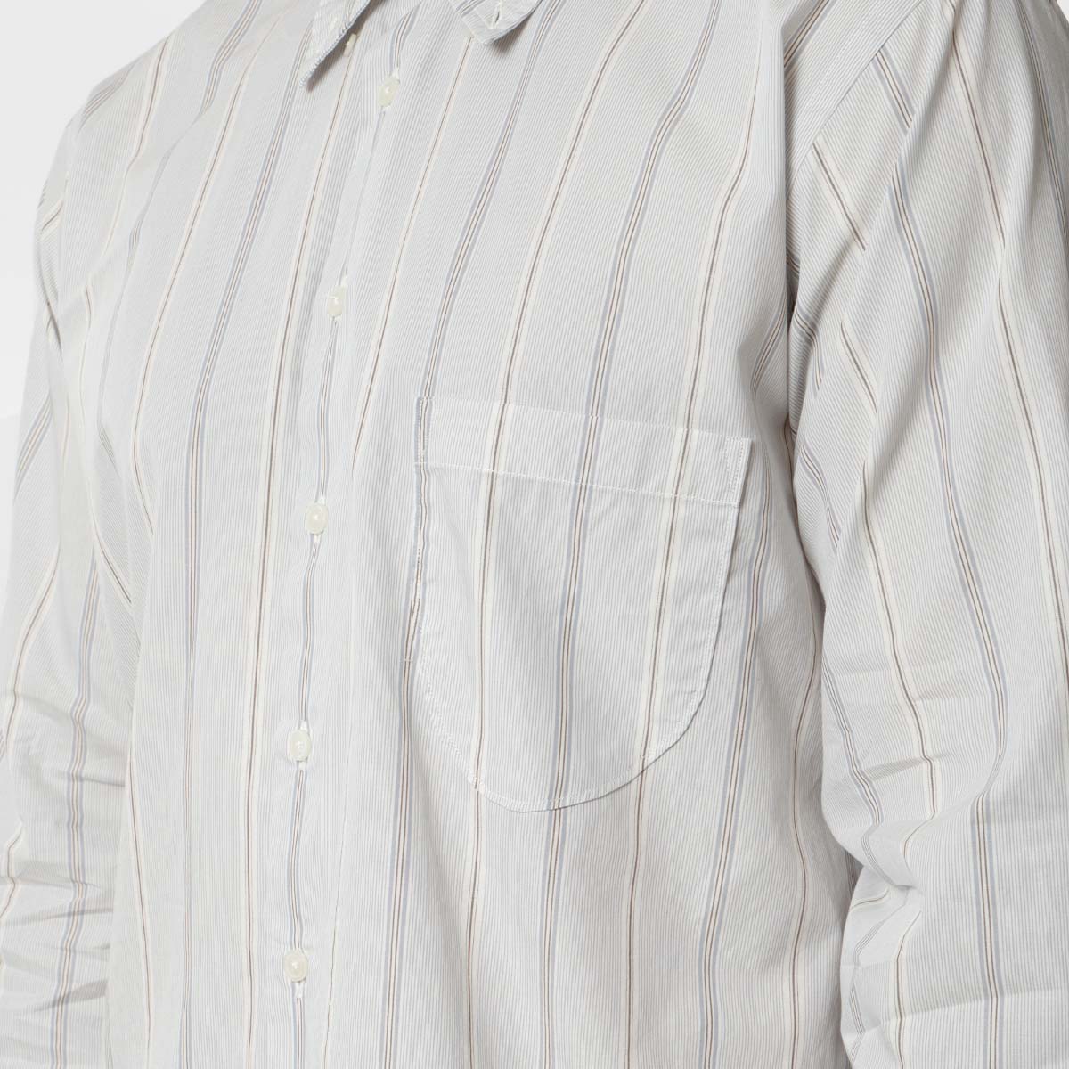 Universal Works Lazy Day Shirt, Ecru Sydney Stripe, Detail Shot 2