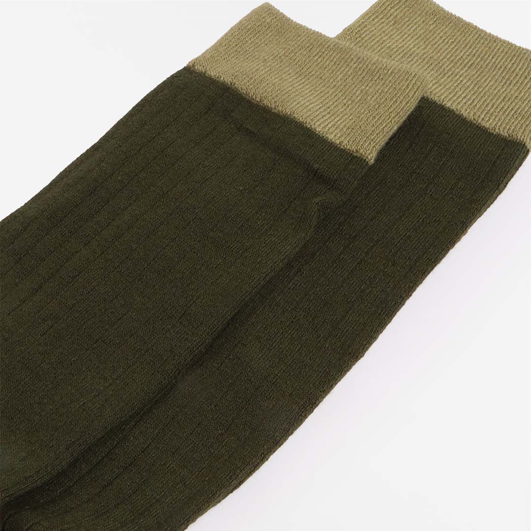 main Universal Works Merino Classic Socks, Olive, Detail Shot 3