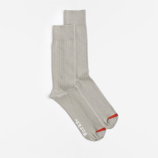 Universal Works Modal Rib Knit Socks, Grey, Detail Shot 1