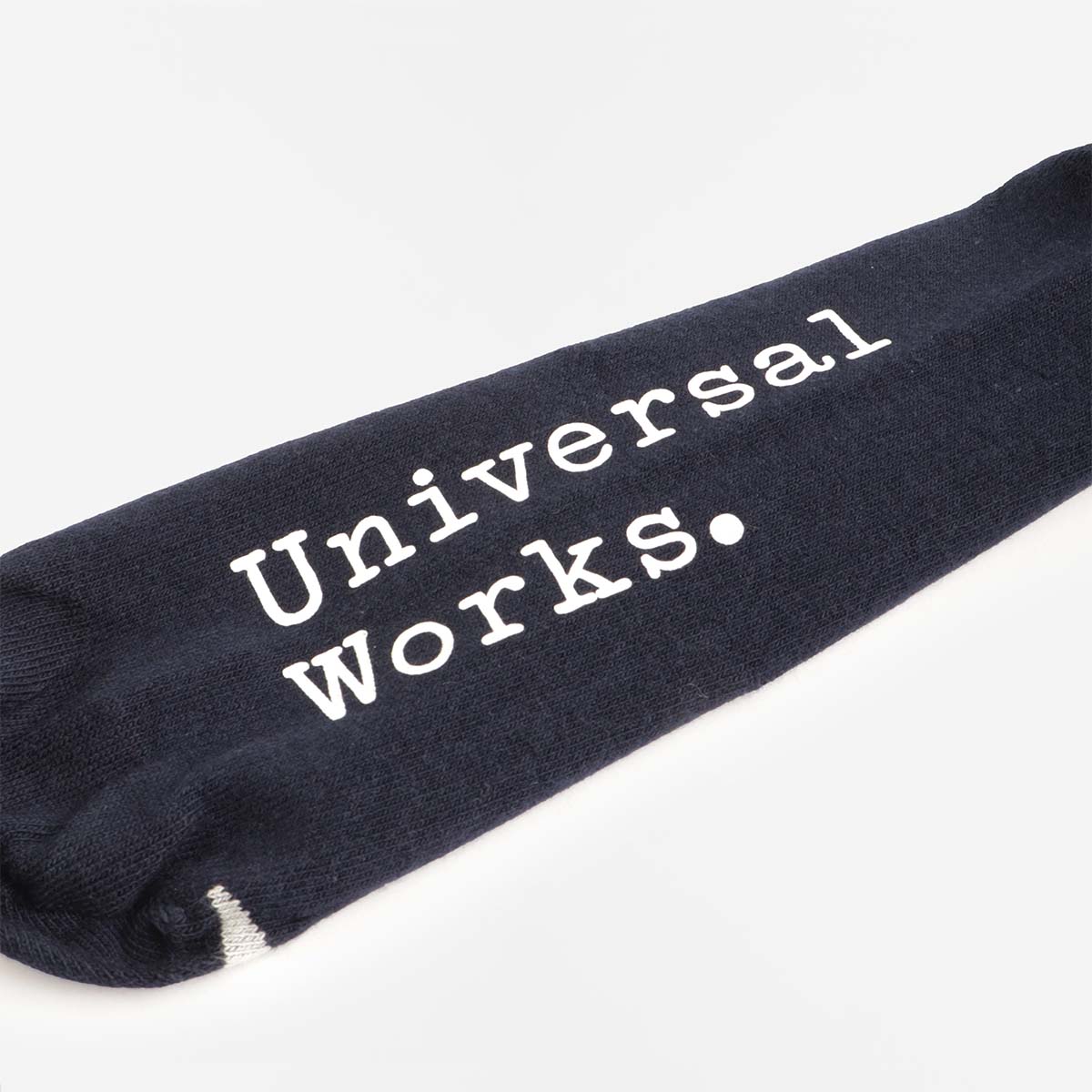 Universal Works Modal Rib Knit Socks, Navy, Detail Shot 3