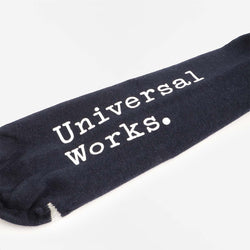 thumbnail Universal Works Modal Rib Knit Socks, Navy, Detail Shot 3