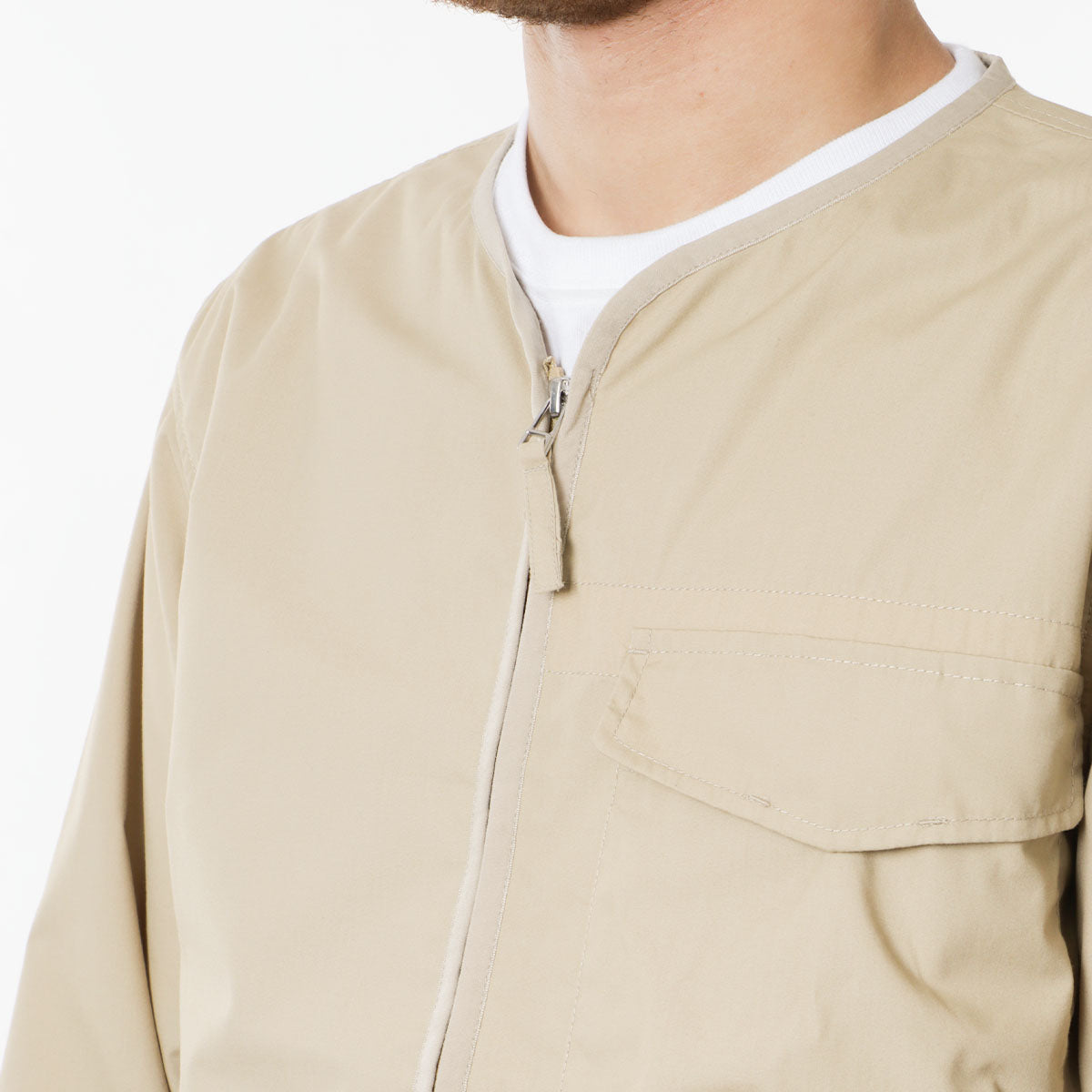 Universal Works Parachute Liner Jacket, Sand Recycled Poly Tech, Detail Shot 2