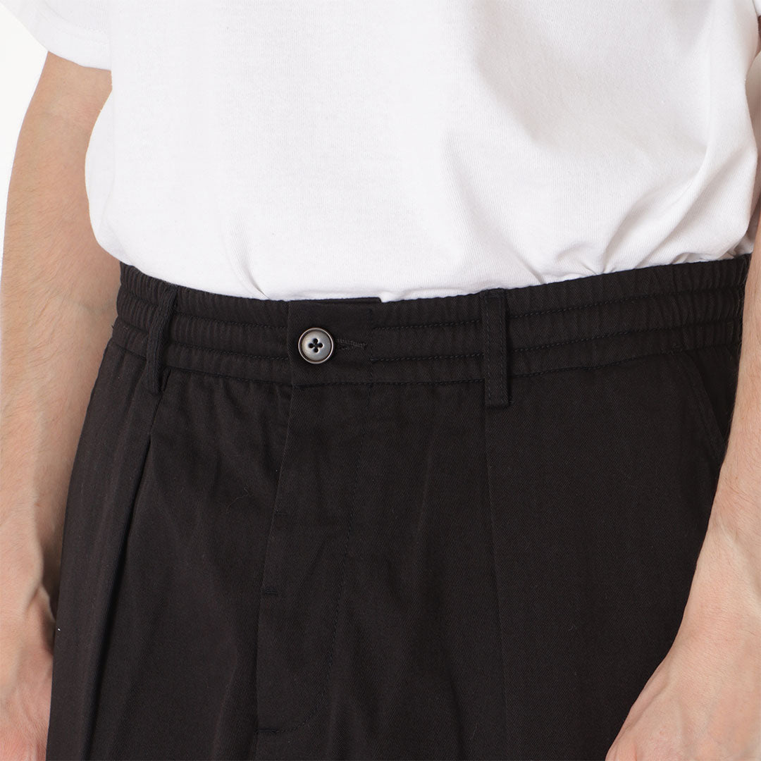 Universal Works Pleated Track Pant, Black Twill, Detail Shot 3