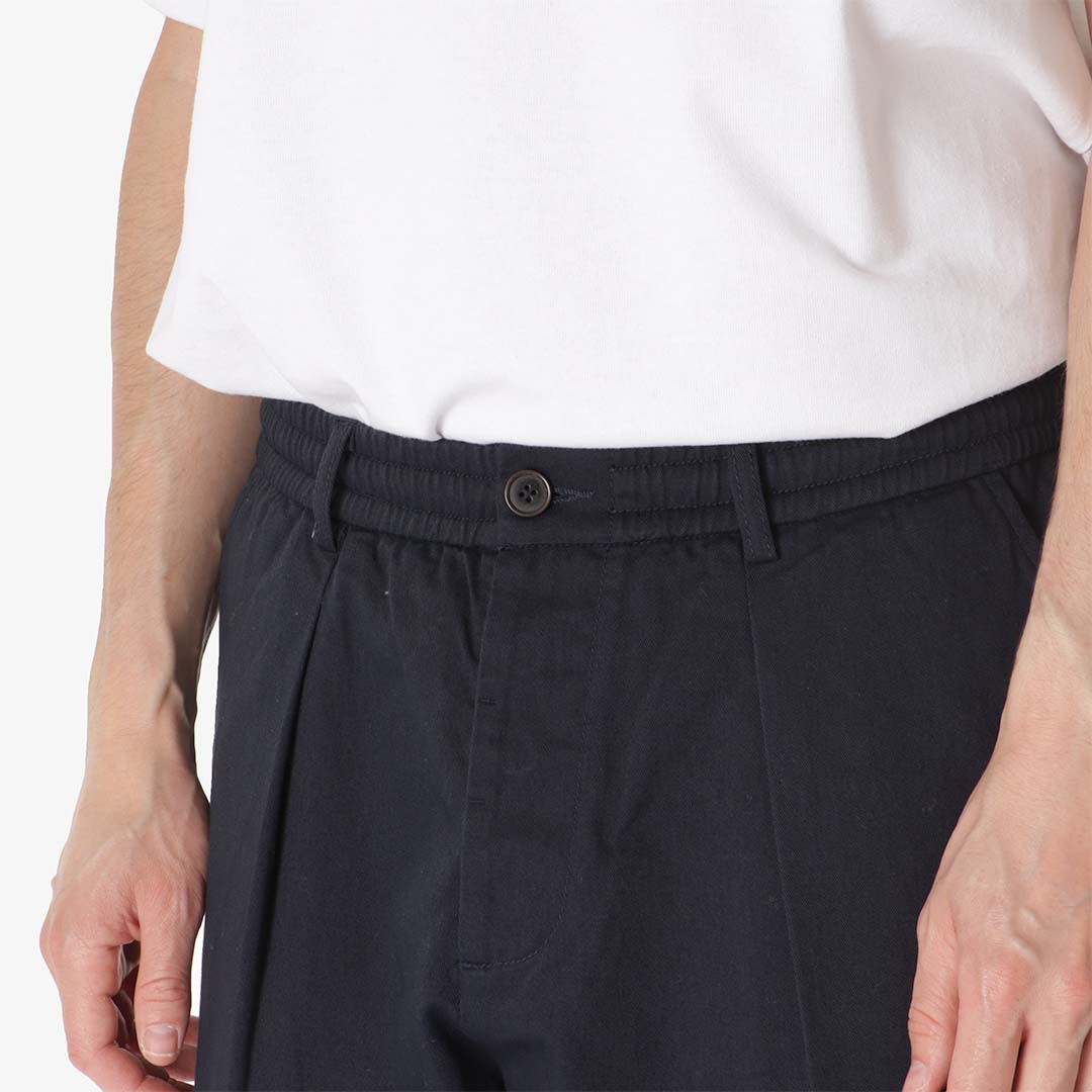 Universal Works Pleated Track Pant, Navy Twill, Detail Shot 3