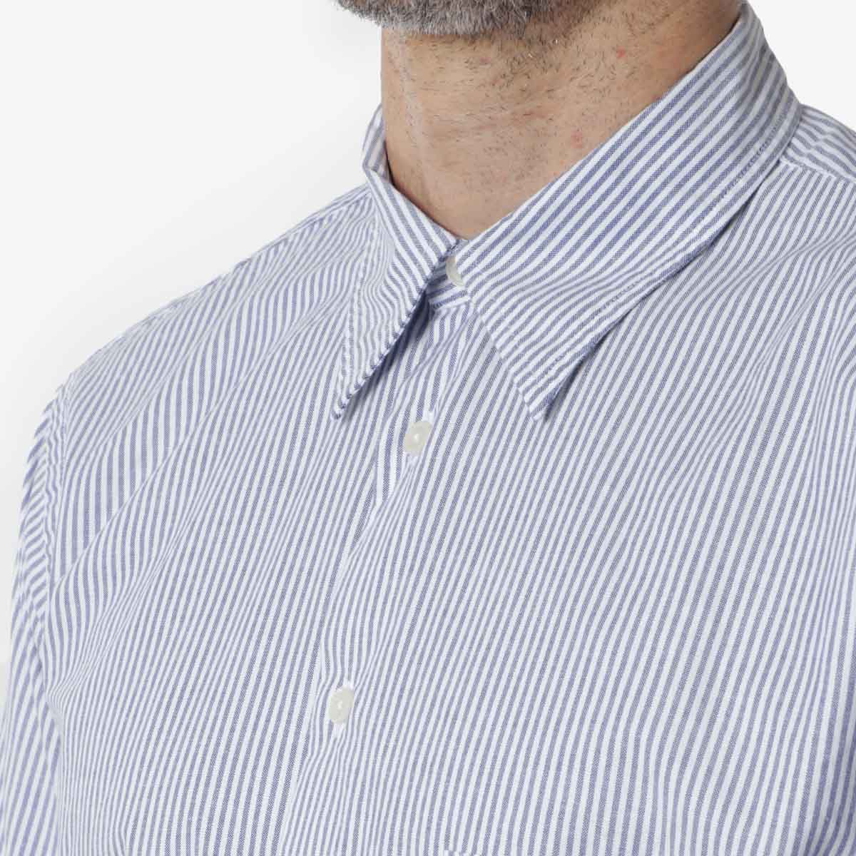 main Universal Works Square Pocket Shirt, Navy Security Stripe Cotton, Detail Shot 3