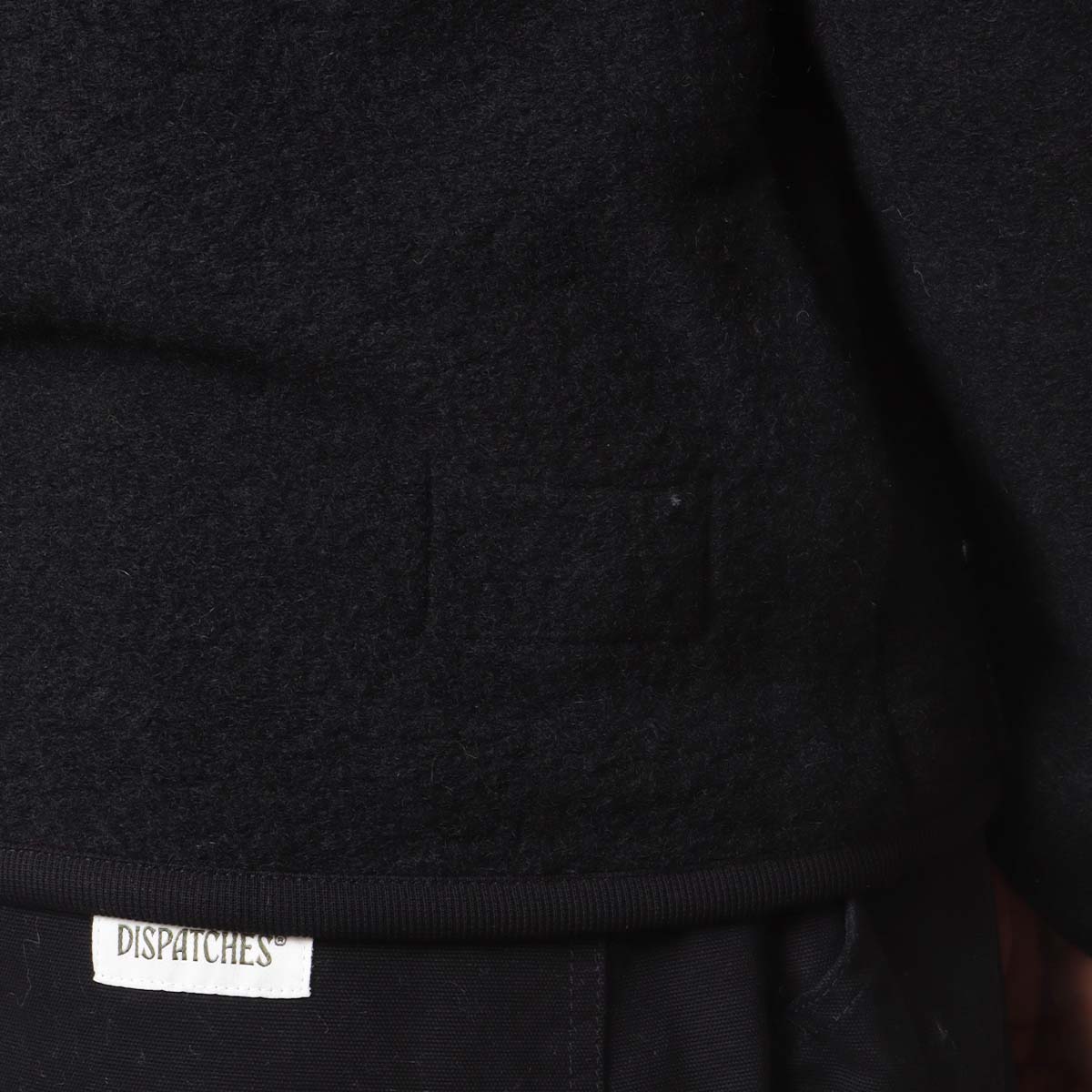 Universal Works Zip Bomber, Black Wool Fleece, Detail Shot 5