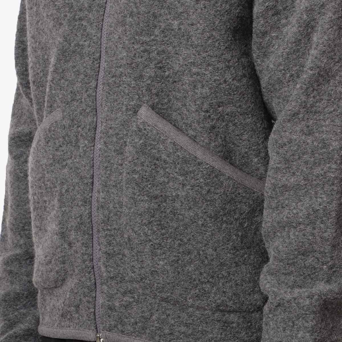 Universal Works Zip Bomber, Grey Marl Wool Fleece, Detail Shot 3