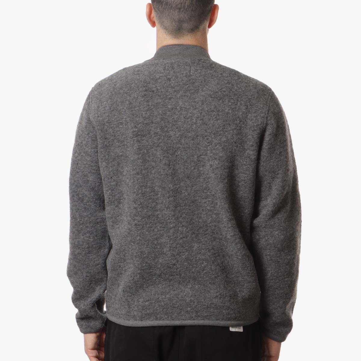 Universal Works Zip Bomber, Grey Marl Wool Fleece, Detail Shot 4