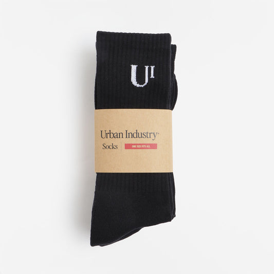 Urban Industry Classic Socks 3 Pack, Black, Detail Shot 1