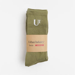 thumbnail Urban Industry Classic Socks 3 Pack, Olive Green, Detail Shot 1